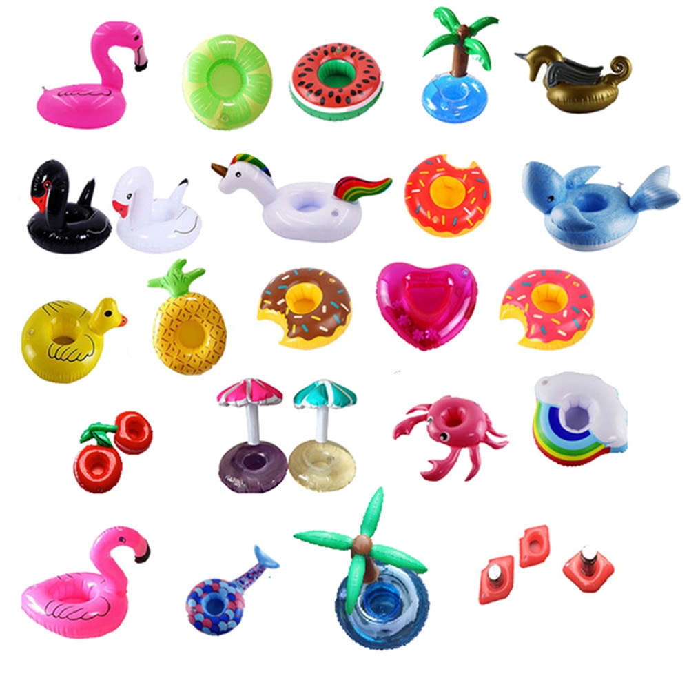 20pcs/lot Mini Cute fanny toys Red Flamingo Floating Inflatable Drink Cup Holder Swimming Pool Bathing Beach Party Kids Toy Boia