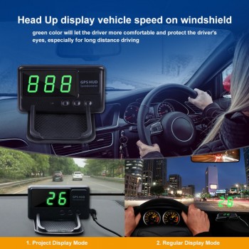 Universal Car HUD GPS Speedometer Head Up Display C60 Overspeed Alarm 1.3inch Windshield Digital Speed Projector For All Vehicle