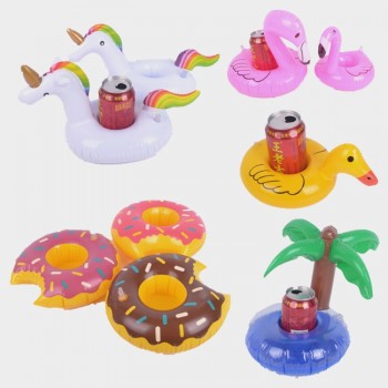 Hotsale PVC Inflatable Water Supplies Toys Cup Pad Inflatable Water Floating Drink Cup Seat Water Fun