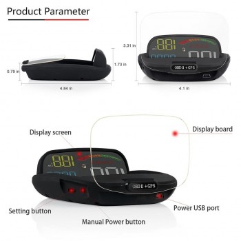 VJOYCAR 2019 New C800 2 in 1 HD OBD2 Car HUD On-board Computer Speed Projector GPS Speedometer Head-Up Display Security Alarm