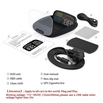 VJOYCAR 2019 New C800 2 in 1 HD OBD2 Car HUD On-board Computer Speed Projector GPS Speedometer Head-Up Display Security Alarm