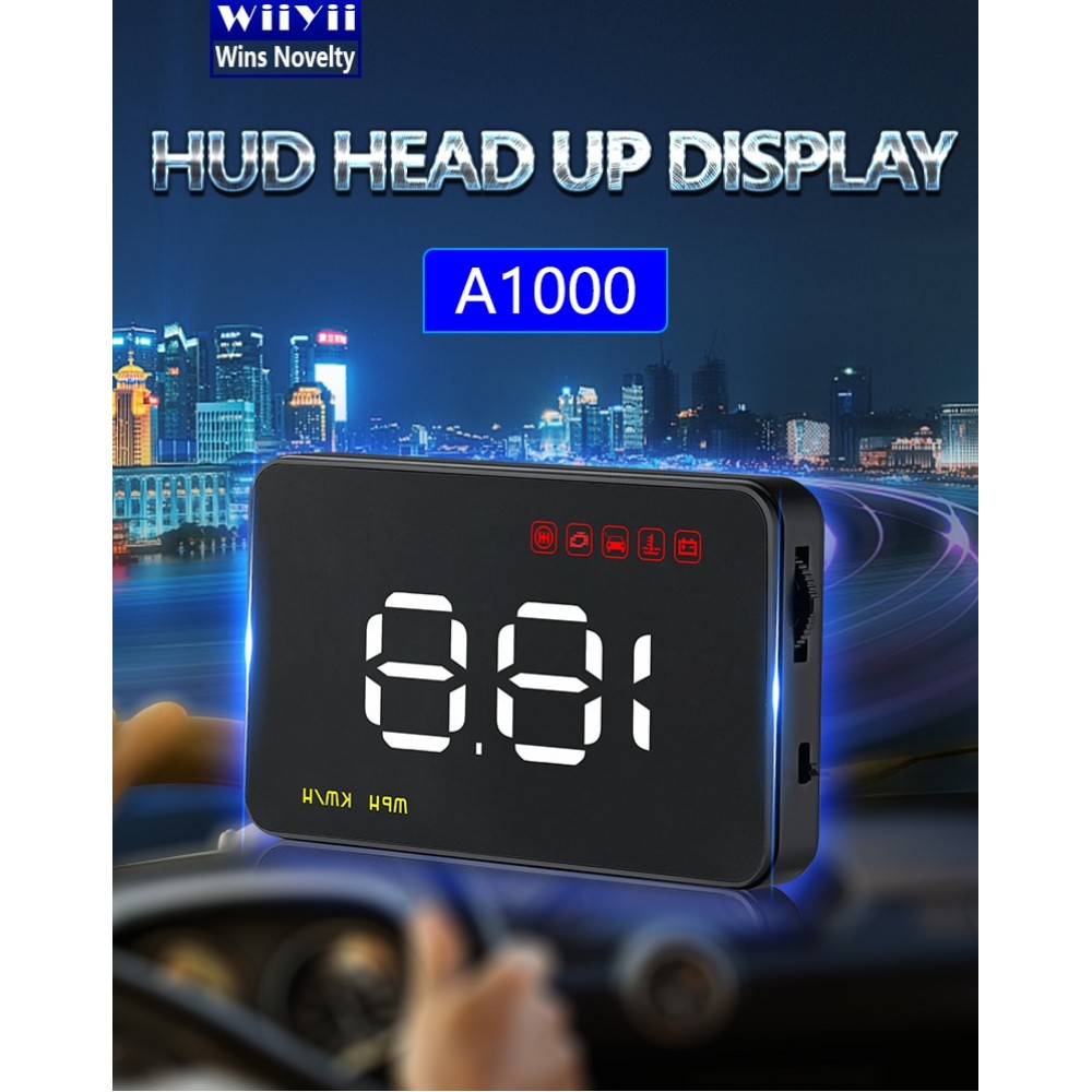 KUNFINE 3.5 Digital Car Speedometer OBD2 Car HUD Head Up Display Windshield Projector Auto Power on/off Universal A1000