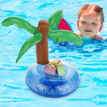 2018 New Inflatable Plam Tree Beverage Cup Holder Drink Holder Wedding Birthday Party Supplies Floating Swimming Pool Accessory