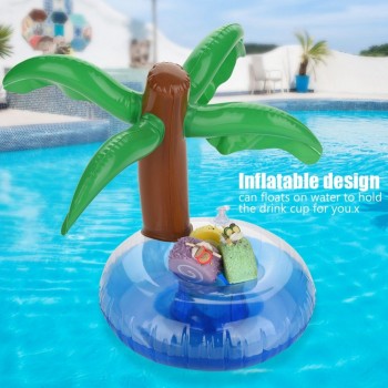 2018 New Inflatable Plam Tree Beverage Cup Holder Drink Holder Wedding Birthday Party Supplies Floating Swimming Pool Accessory