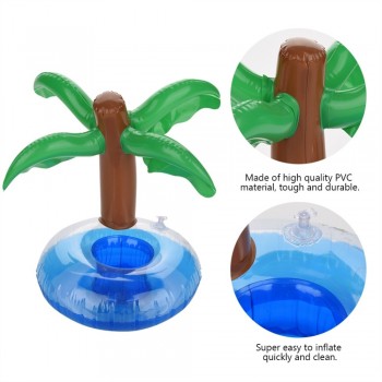 2018 New Inflatable Plam Tree Beverage Cup Holder Drink Holder Wedding Birthday Party Supplies Floating Swimming Pool Accessory
