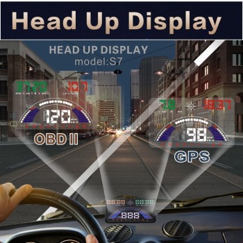 VJOYCAR S7 OBDamp;GPS HUD System HUD Head Up Display OBD II Interface Engine Fault Alarm Dynamic Speed 20 Kinds of Functional Data