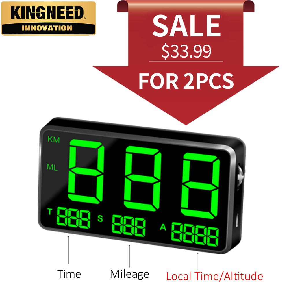 KINGNEEDC80 GPS speedometer hud display car hud with overspeed alarm altitude driving time motorcycle digital car clock odometer