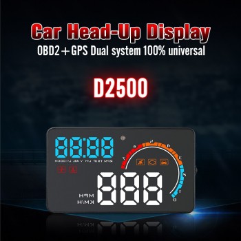 VJOYCAR D2500 2019 New HUD OBD GPS Dual System Universal for Cars Speedometer Windshield Projector Fatigue Driving Speed Alarm