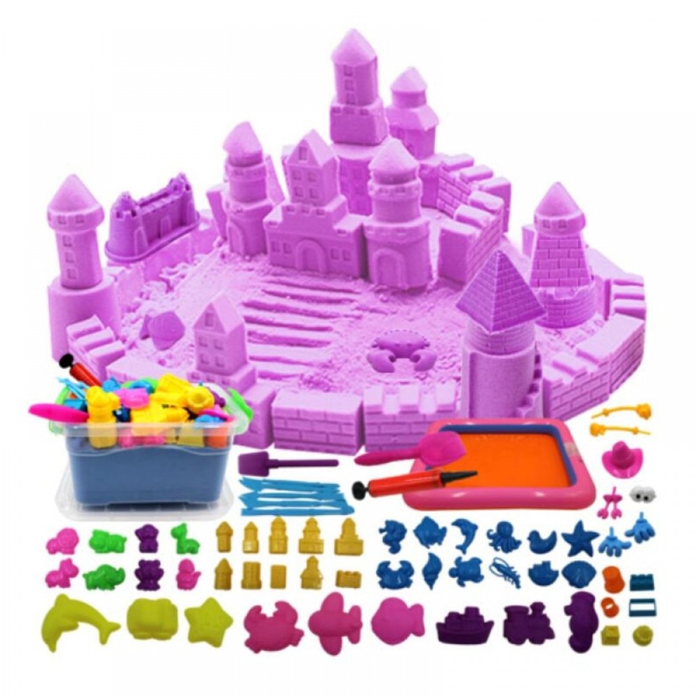 Colorful Space Magic Sand Play Fun Little Toys Sculpts Castle Architecture Set 59 pcs Molds Tool Kit , A Kinetic Sensory Art