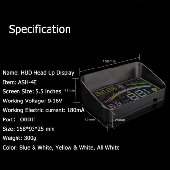 Car HUD Head Up Display Speedometer For Car OBDII EOBD Universal Digital OverSpeed Alarm Hud Display E4 For All Vehicle