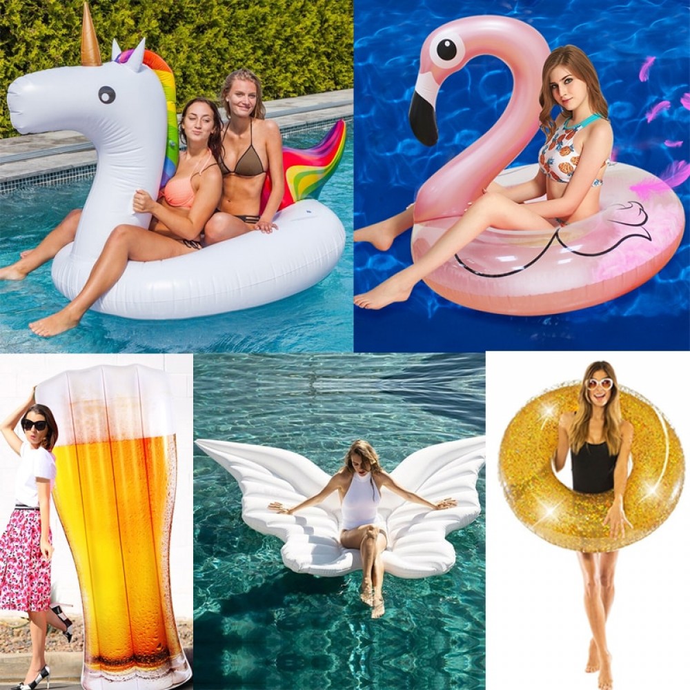 25 Style Giant Flamingo/Unicorn/Toucan/Swan/Pegasus Inflatable Pool Float Ride-On Mattress Water Party Toys For Adult Kids boia