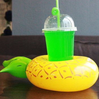 PIKAALAFAN PVC Inflatable Fruit Water Cup Holder Inflatable Water Floating Drink Cup Pineapple Lemon Cup Holder Pool Toys