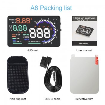 Jansite HUD Head Up Display Car Overspeed Alarm Water Temperature Alarm icon panel OBDII interface Reflective Film Car-styling