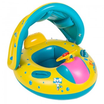 Kids Baby Swimming Rings Safe Inflatable Infant Yacht Swim Pool Toy for Baby Adjustable Sunshade Child Toddler Seat Float Boat