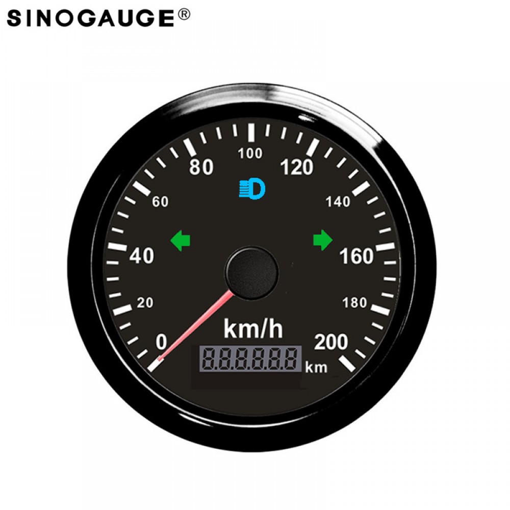 200km/h Black Silver GPS Speedometer 85mm Cars Trucks Bus DC12/24V Left Right High Beam Indicator Lights Free With GPS antenna