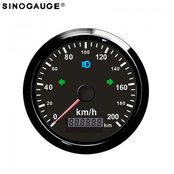 200km/h Black Silver GPS Speedometer 85mm Cars Trucks Bus DC12/24V Left Right High Beam Indicator Lights Free With GPS antenna