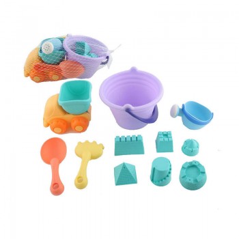 YunNasi 11pcs Summer Beach Toys For Children Soft Glue Sandbox Dune Tool Bucket Spade Watering Can Shovel Water Toys Sand Molds