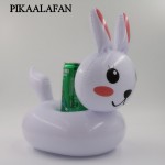 PIKAALAFAN Ins Hot Selling Rabbit Cup Seat Lovely Inflatable Water Coaster Floating Drink Cup Holder  Beach Inflatable Pool