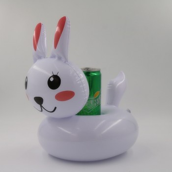PIKAALAFAN Ins Hot Selling Rabbit Cup Seat Lovely Inflatable Water Coaster Floating Drink Cup Holder  Beach Inflatable Pool