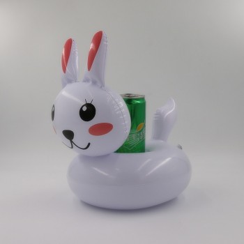 PIKAALAFAN Ins Hot Selling Rabbit Cup Seat Lovely Inflatable Water Coaster Floating Drink Cup Holder  Beach Inflatable Pool
