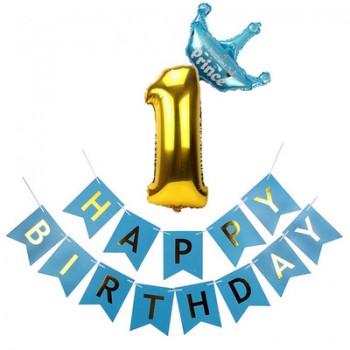 Baby 1st Birthday Balloons Blue Pink Foil Water Balloons Babies First Birthday Decoration One Year Birthday Kids Party Tool Sets