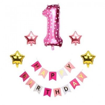 Baby 1st Birthday Balloons Blue Pink Foil Water Balloons Babies First Birthday Decoration One Year Birthday Kids Party Tool Sets