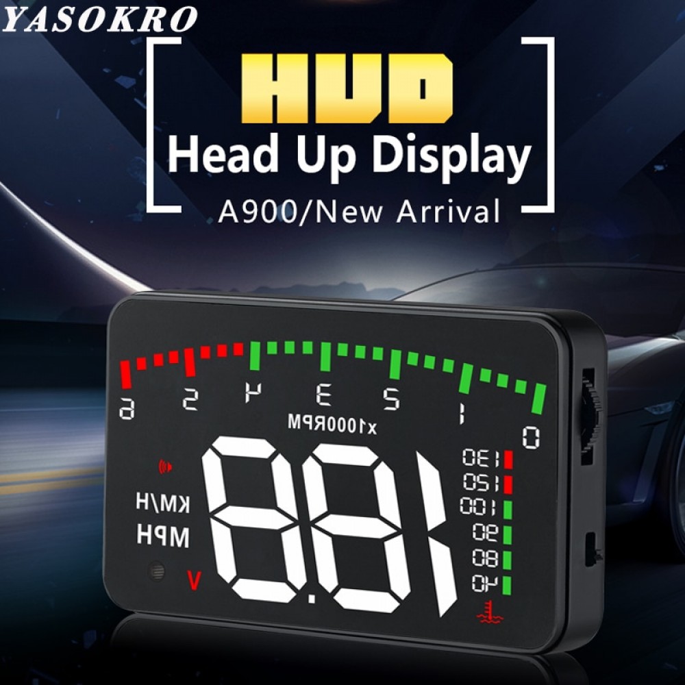 YASOKRO A900 Car Head Up Display OBD2 Car HUD Speedometer Windshield Projector Digital Meter Car Driving Data Diagnostic Display