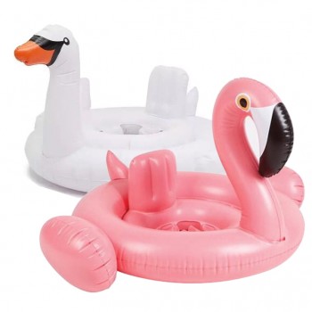 Baby Flamingo Ride-on Swimming Ring Inflatable Swan Pool Float For Kids Summer Water Toys Safety Seat Beach Lounger boia Piscina