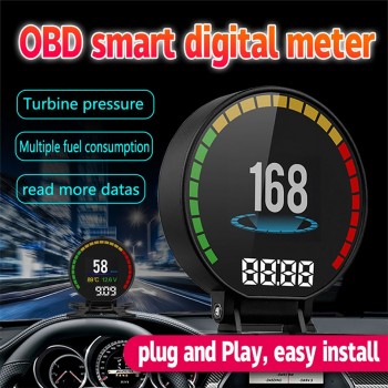 VJOYCAR P15 OBD METER OBD2 HUD Digital Speed Water Temperature Fuel Consumption Voltage Gauge Speedometer Mileage Display Alarm