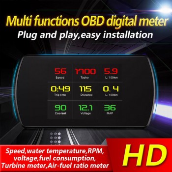 VJOYCAR P12 T800 Hud Car Head Up Display OBD GPS On-board Car Computer Smart Digital Meter HD OBD2 Display Speedometer RPM Tacho