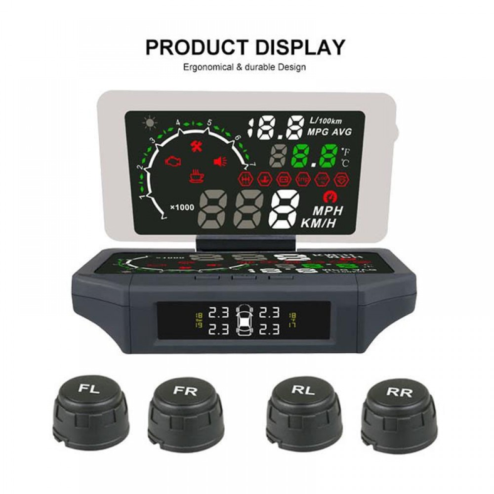 3 in 1 Car HUD Head Up Display TPMS Tire Pressure Sensor Monitoring Film OBD 2 II Code Readers KMH/MPH Auto Obd2 Diagnostic Tool