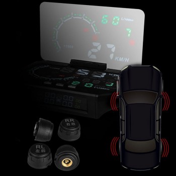 3 in 1 Car HUD Head Up Display TPMS Tire Pressure Sensor Monitoring Film OBD 2 II Code Readers KMH/MPH Auto Obd2 Diagnostic Tool