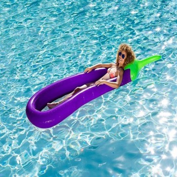 250*100cm Giant Inflatable Eggplant Mesh Pool Float Swimming Board Inflated Floating Mattress Water Toys Fun Raft Air Bed