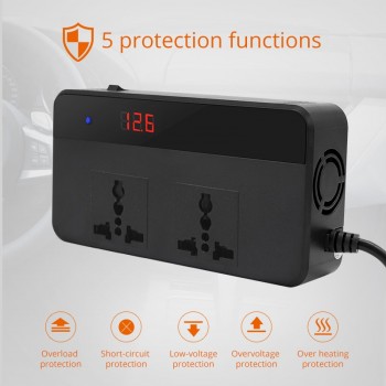 Partol Multifunctional Car Inverter Auto Inverter 12v To 220W 220v 50Hz 12 220 Cigarette Lighter Plug Power Converter With 4 USB