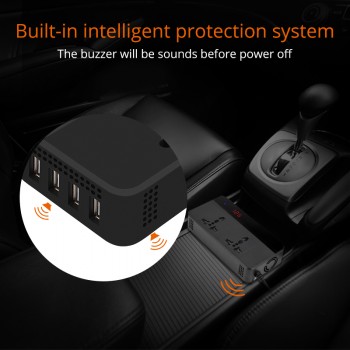 Partol Multifunctional Car Inverter Auto Inverter 12v To 220W 220v 50Hz 12 220 Cigarette Lighter Plug Power Converter With 4 USB