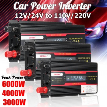 Car Inverter 12V 220V 3000W 4000W 6000W P eak Power Inverter Voltage Convertor Transformer 12V 220V Inversor + LCD Display