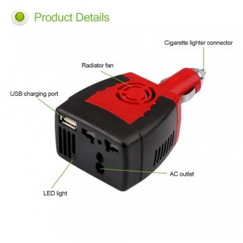 Onever Inverter 150W DC 12V to AC 220V Auto Power Inverter Car Voltage Converter Adapter Adaptor with USB Car Charger