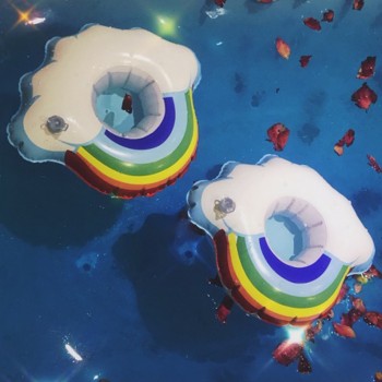 PIKAALAFAN Swimming Pool Party Floating Inflatable Cup Seat Inflatable Cloud Cup Holder PVC Security Inflatable Water Coaster