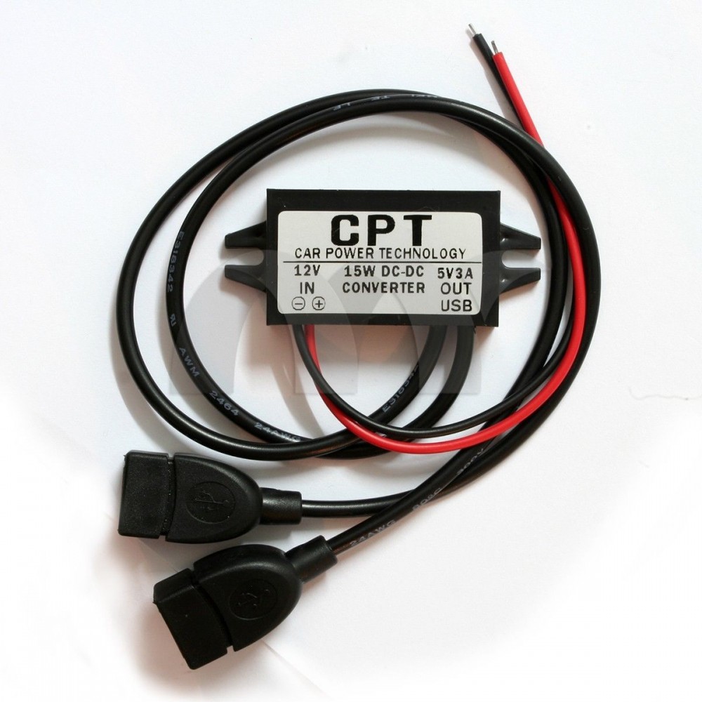 Dual Double 2 USB DC-DC Car Converter Module 12V To 5V 3A 15W Power Adapter used for LED Car Display GPS Over Voltage Protection