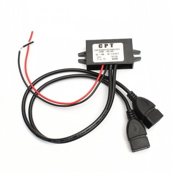 Dual Double 2 USB DC-DC Car Converter Module 12V To 5V 3A 15W Power Adapter used for LED Car Display GPS Over Voltage Protection