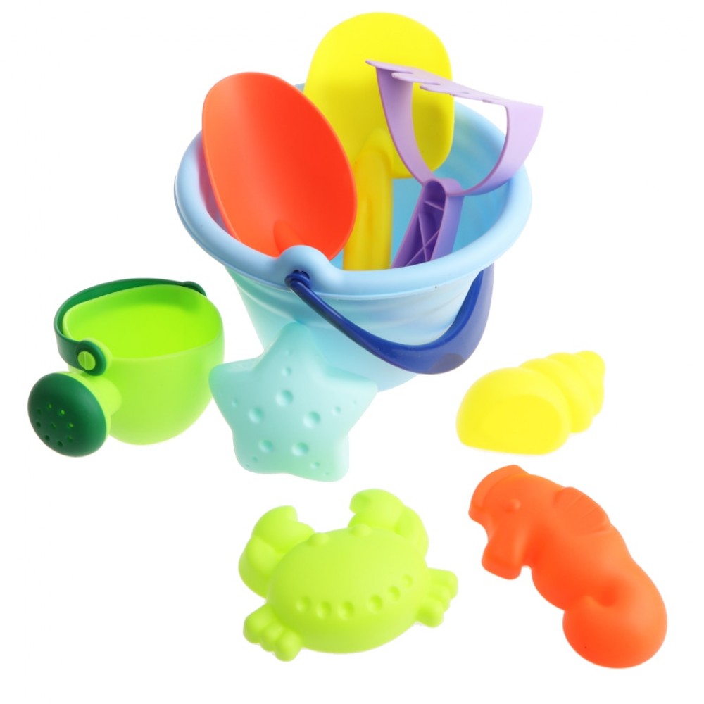9 Pieces Kids Beach Sand Toy Set with Shovels, Rake, Bucket and Animal Molds, Sandbox Childrens Gift