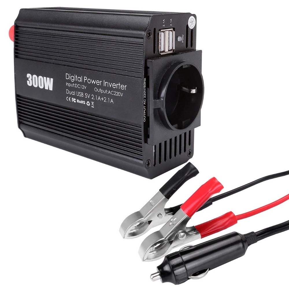 300W Car Inverter 12v 220v 110v 60Hz 50Hz AC DC Converter Car Power Inverter 5V 4.2A Dual USB Charger EU US UK Plug Car Styling