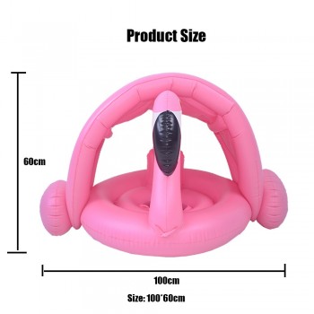 JIAINF kids children flamingo pool float Pink flamingo with awning new arrival swimming pool flamingo inflatable ring with seat