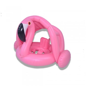 JIAINF kids children flamingo pool float Pink flamingo with awning new arrival swimming pool flamingo inflatable ring with seat