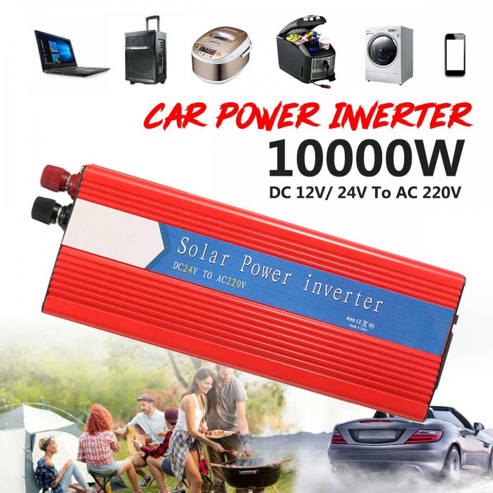 10000W Car Power Inverter 12/24V To AC 220/110V USB Modified Sine Wave Converter Sturdy Durable Red Universal Intelligent