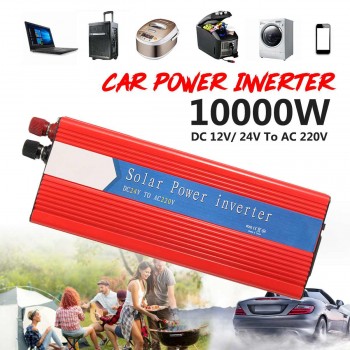 10000W Car Power Inverter 12/24V To AC 220/110V USB Modified Sine Wave Converter Sturdy Durable Red Universal Intelligent