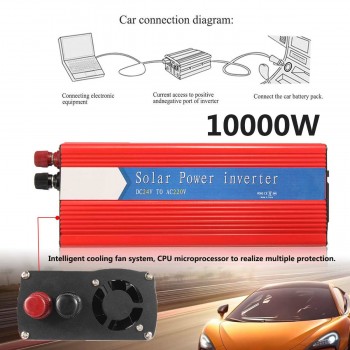 10000W Car Power Inverter 12/24V To AC 220/110V USB Modified Sine Wave Converter Sturdy Durable Red Universal Intelligent