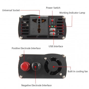10000W Car Power Inverter 12/24V To AC 220/110V USB Modified Sine Wave Converter Sturdy Durable Red Universal Intelligent