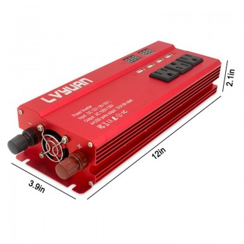 4000W/5000W Solar Car Power Inverter LED DC12/24V to AC110/220V Sine Wave Converter 4.8A 4 USB Interfaces
