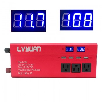 4000W/5000W Solar Car Power Inverter LED DC12/24V to AC110/220V Sine Wave Converter 4.8A 4 USB Interfaces